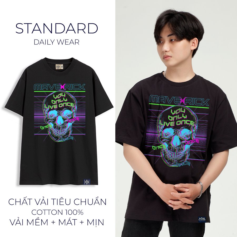 Áo thun nam nữ tay lỡ Maverick you only live once chất chơi phông Hàn Quốc local brand MVR KK3800