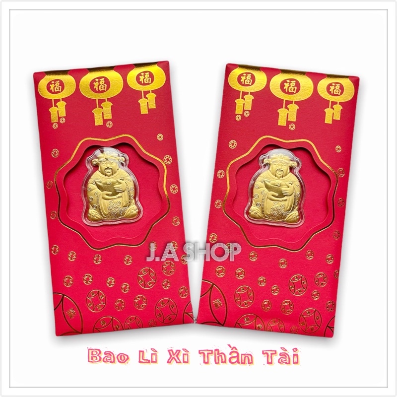 Bao Lì Xì Thần Tài Mạ Vàng May Mắn, Bao Lì Xì Tết May Mắn Hồng Kong Tết 2022, Lì Xì Độc Lạ Tuyển Sỉ