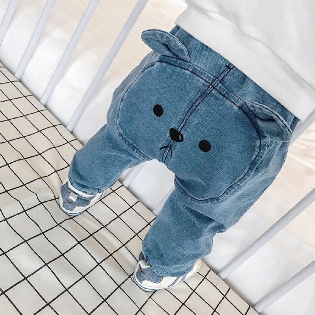 Quần denim in hình động vật đáng yêu cho bé