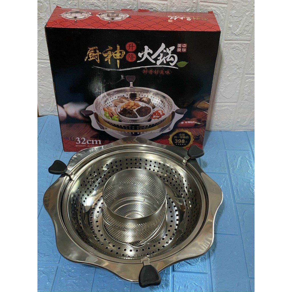Nồi Lẩu Xoay Inox 2 Tầng Korea