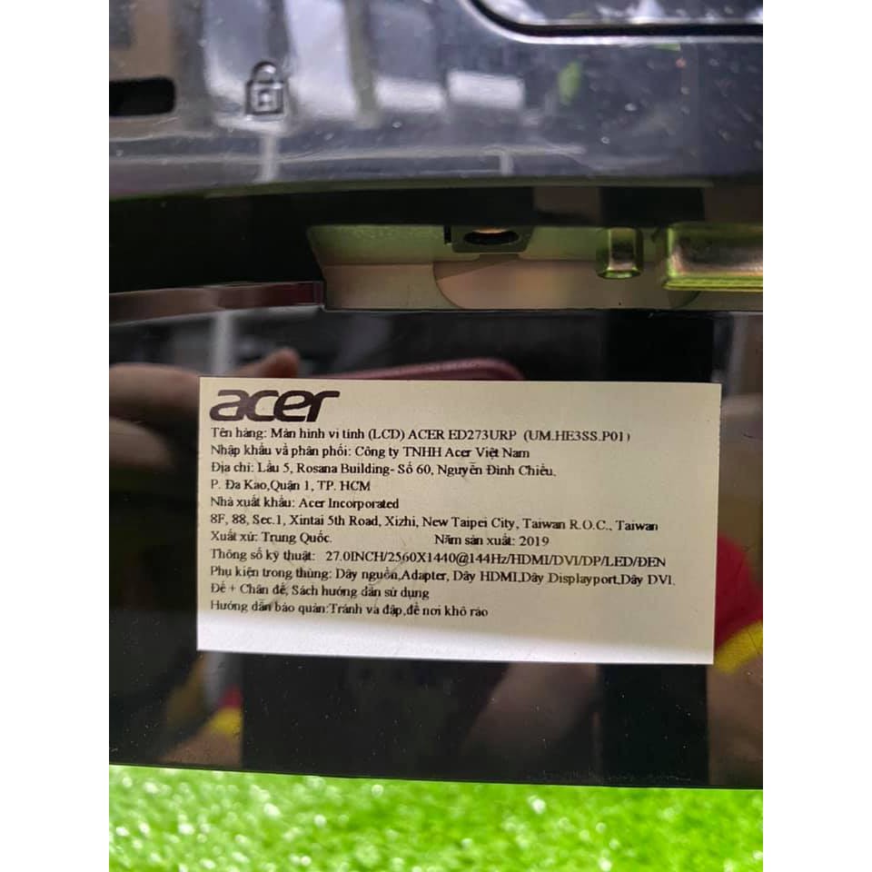 MÀN HÌNH ACER 27IN MÃ ED273 CONG ĐEN 144HZ BH 2022 | BigBuy360 - bigbuy360.vn