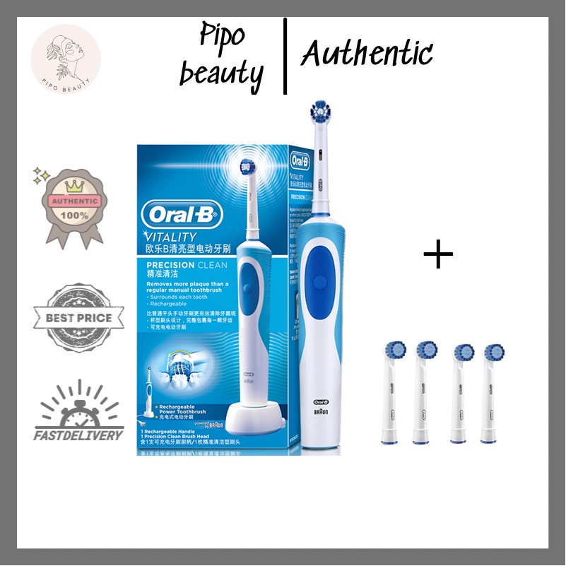 Bàn Chải Điện Oral B Vitality Chính Hãng + Tặng Kèm 4 Đầu Bàn Chải
