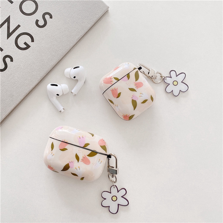 Vỏ bảo vệ cho hộp sạc tai nghe Airpods 1 / 2 họa tiết hoa tulip đáng yêu