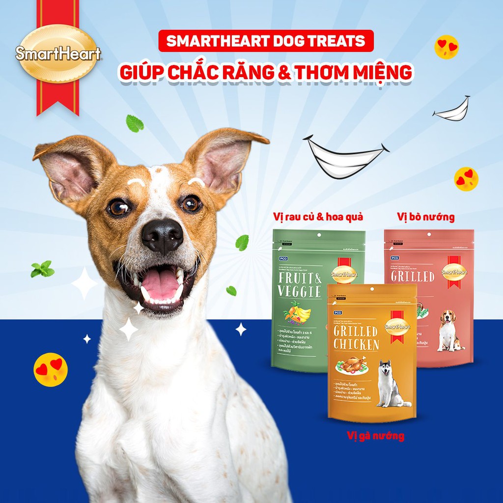 Bánh thưởng cho Chó Smartheart Gói 100g Bổ sung canxi Giúp răng chắc khỏe Hạn chế mảng bám Tốt cho tiêu hóa Giảm mùi hôi
