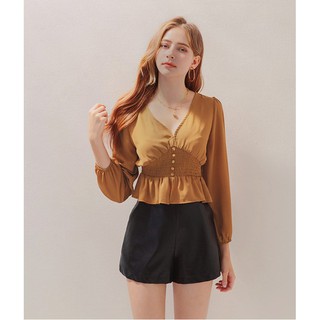 Áo cổ v bo chun dáng peplum nữ air space 2030121060