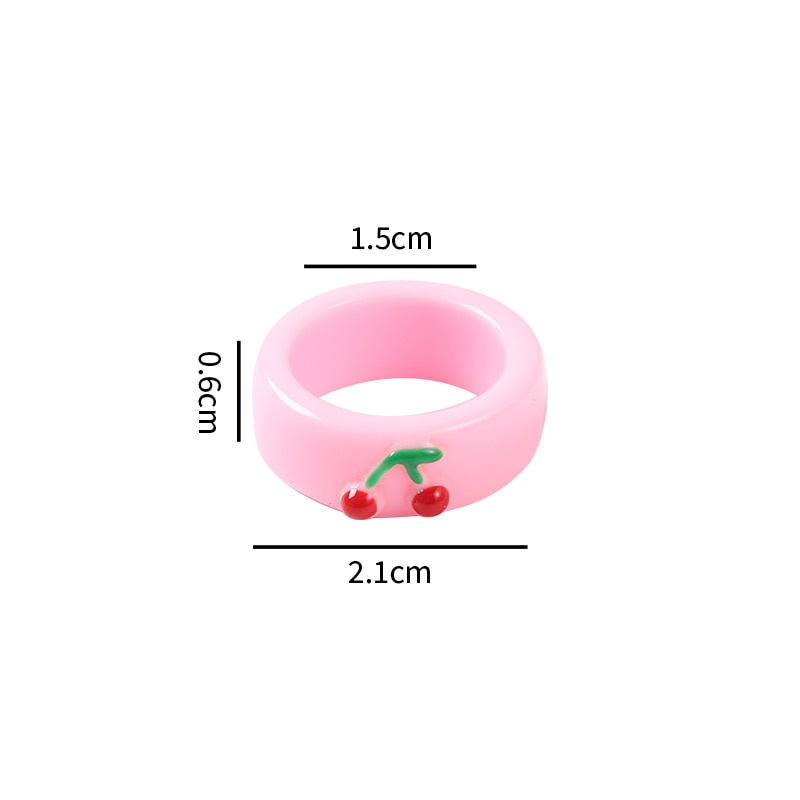 Nhẫn ngón tay đất sét Polymer resin hình ếch hoạt hình/trái cây/động vật nhiều loại màu kẹo thời trang cho nữ