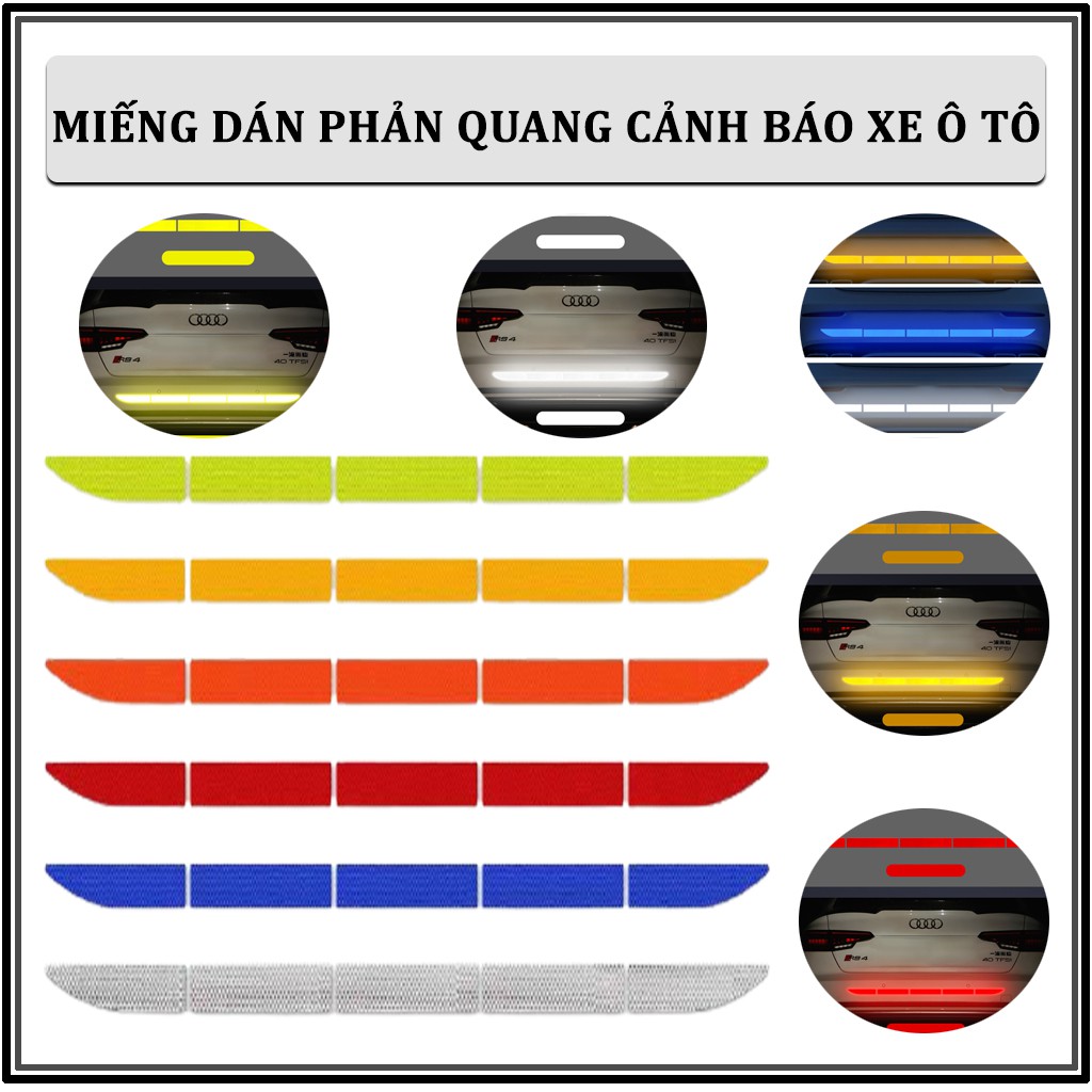 Miếng Dán Phản Quang Xe Ô Tô An Toàn Khi Lái Xe Ô Tô Bộ 5 Miếng Decal