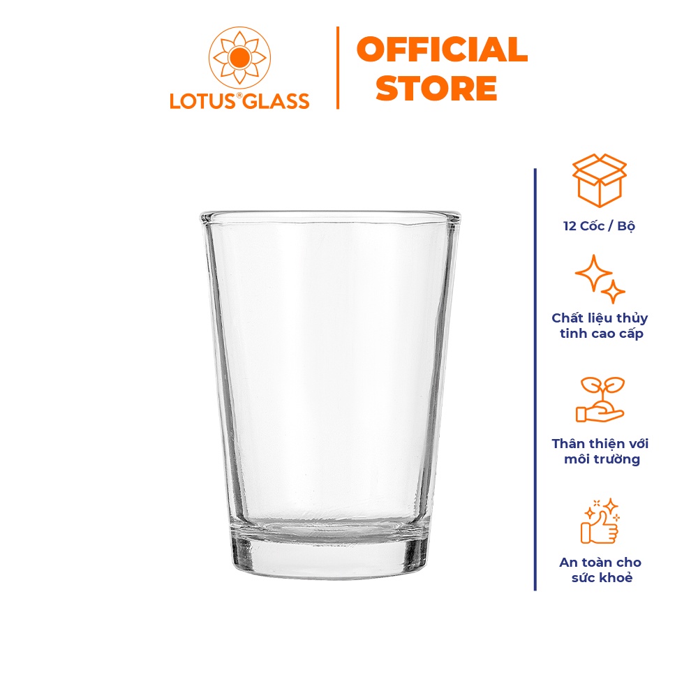 Bộ 12 cốc sữa chua thủy tinh LOTUS GLASS VTC13 trong suốt cao cấp, an toàn