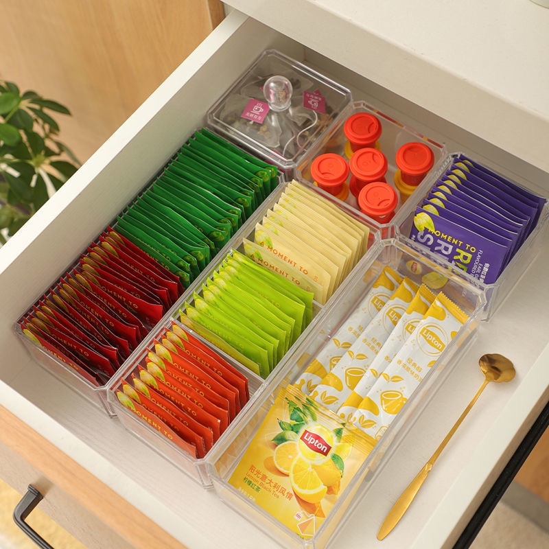 Hộp Đựng Trà/Kẹo Bằng Nhựa Acrylic Trong Suốt Tiện Dụng Cho Nhà Bếp