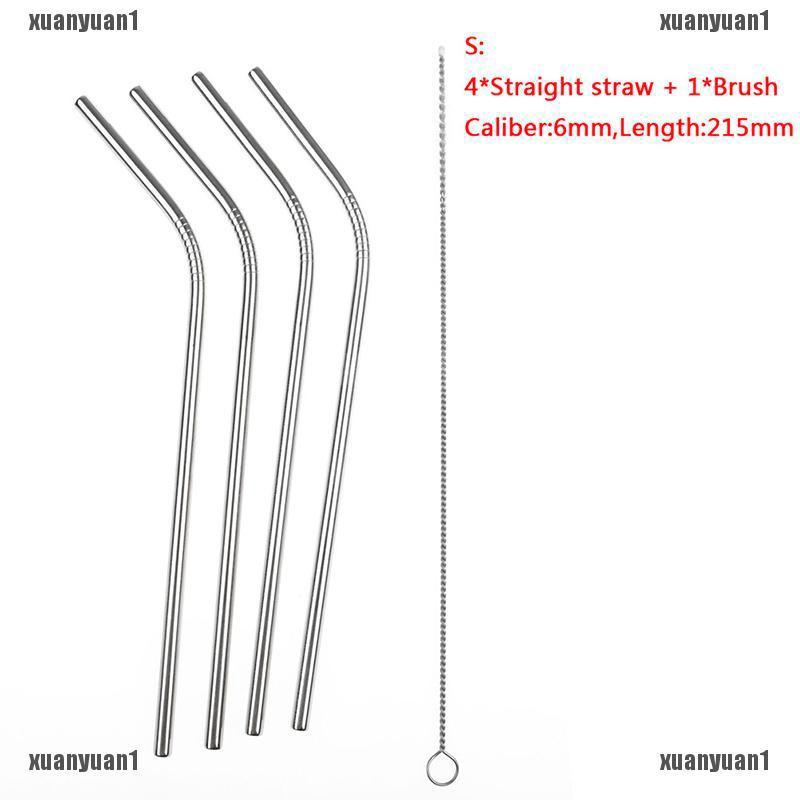 Bộ 4 Ống Hút Bằng Thép Không Gỉ Kèm 1 Cọ Vệ Sinh