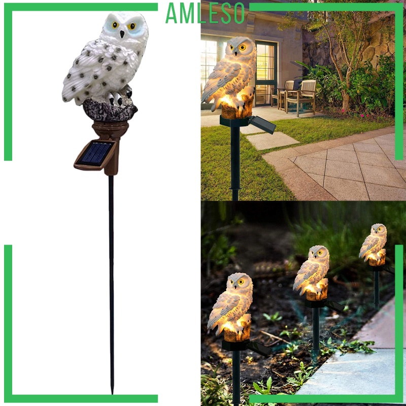 [AMLESO]Owl Garden Solar Lamp Outdoor LED Decoration Landscape Light Household White