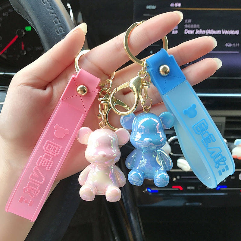 Electroplated Acrylic Violent Bear Key Chain Schoolbag Pendant Creative Doll Toy Bag Package Pendant Lovely Key Buckle Auto department store supplies