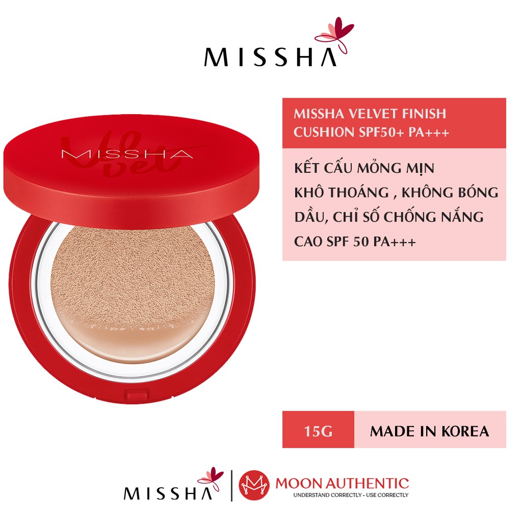 Phấn Nước Missha Đỏ Missha Velvet Finish Cushion 15g, kiềm dầu lâu trôi