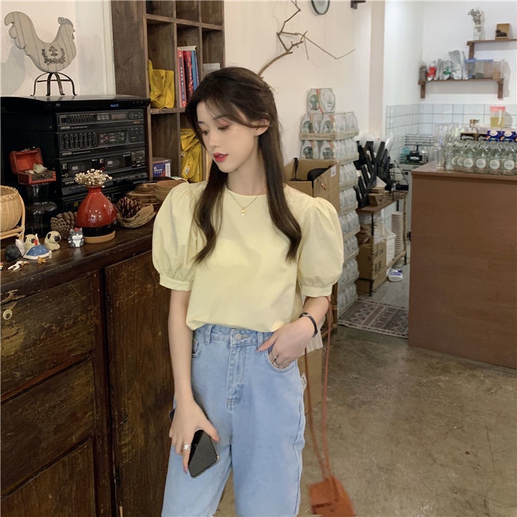Set Áo Thun Ngắn Tay Form Rộng + Chân Váy Yếm Phong Cách Retro Cho Nữ