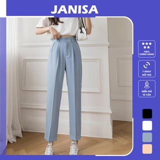 Quần tây công sở kiểu baggy nữ lưng cao ống suông rộng dài đẹp công sở 94cm JANISA QD05