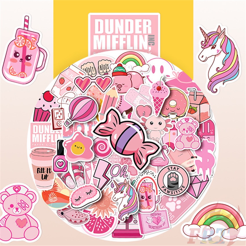 ❉ Miếng Dán Trang Trí Kiểu Nghệ Thuật Pink Life Series 01 ❉ Bộ 50 Miếng Dán Chống Thấm Nước Thời Trang