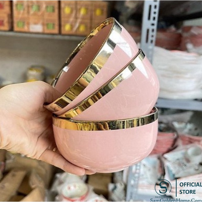 Bát Ăn Cơm Bộ Bát Đĩa Sứ Decor Màu Hồng Bán Lẻ. chén đĩa ăn cơm màu hồng