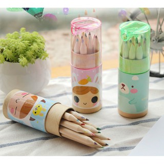 Hộp 12 cây bút chì màu Hàn Quốc kèm gọt chì