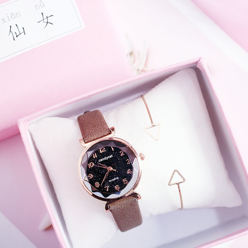 [ xả kho ] Đồng hồ nữ Candycat11 dây da lộn mặt tròn 3D