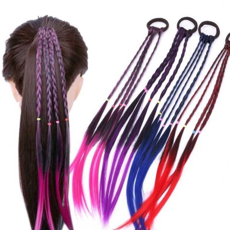 Dây Buộc Tóc Giả Thắt Bím Nhiều Màu Sắc Thời Trang Cho Nữ 45cm