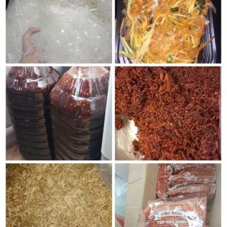 Combo 1lit nước sốt bò+4kg bánh tráng+500g bò khô sợi +500g hành sấy giòn+500g tép sấy