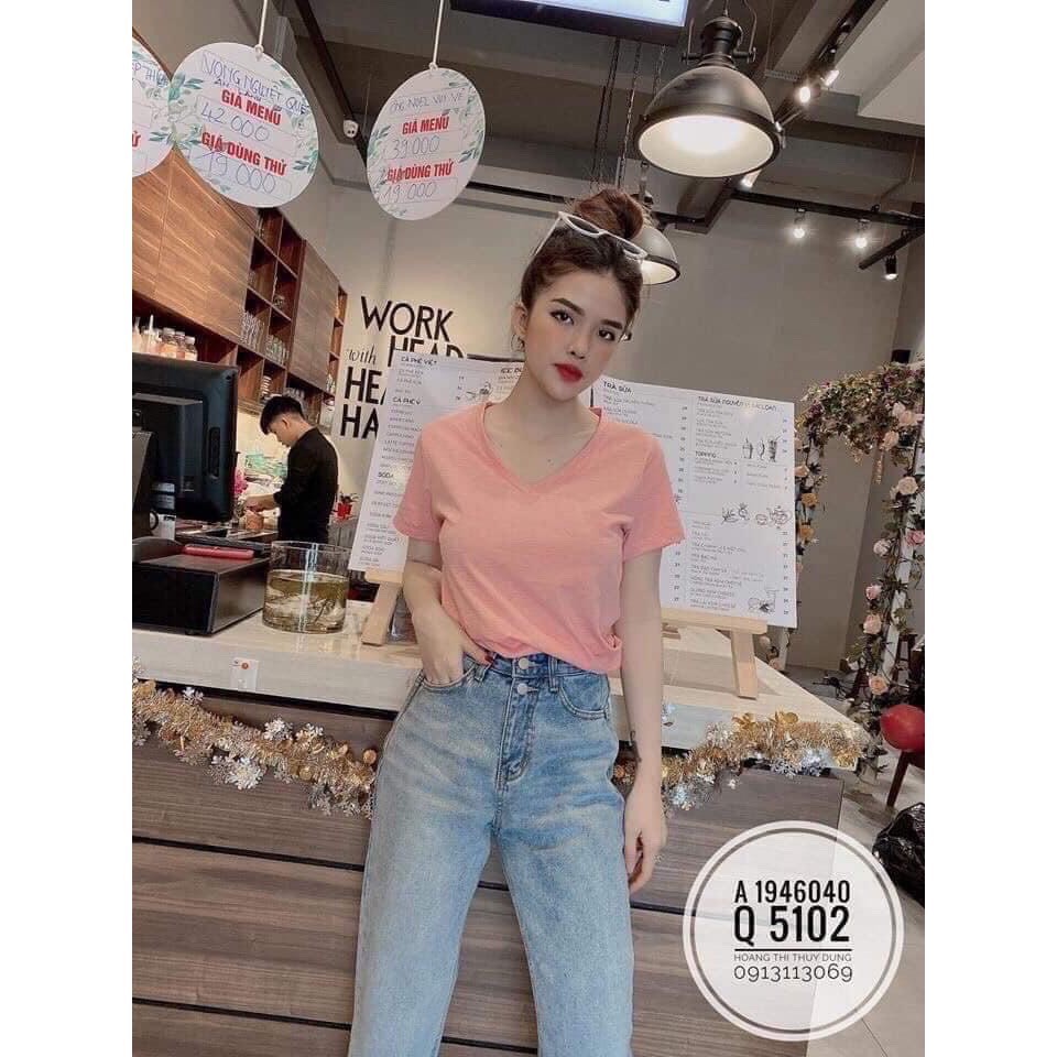 Áo Basic Cổ Tim Trơn Nhiều Màu