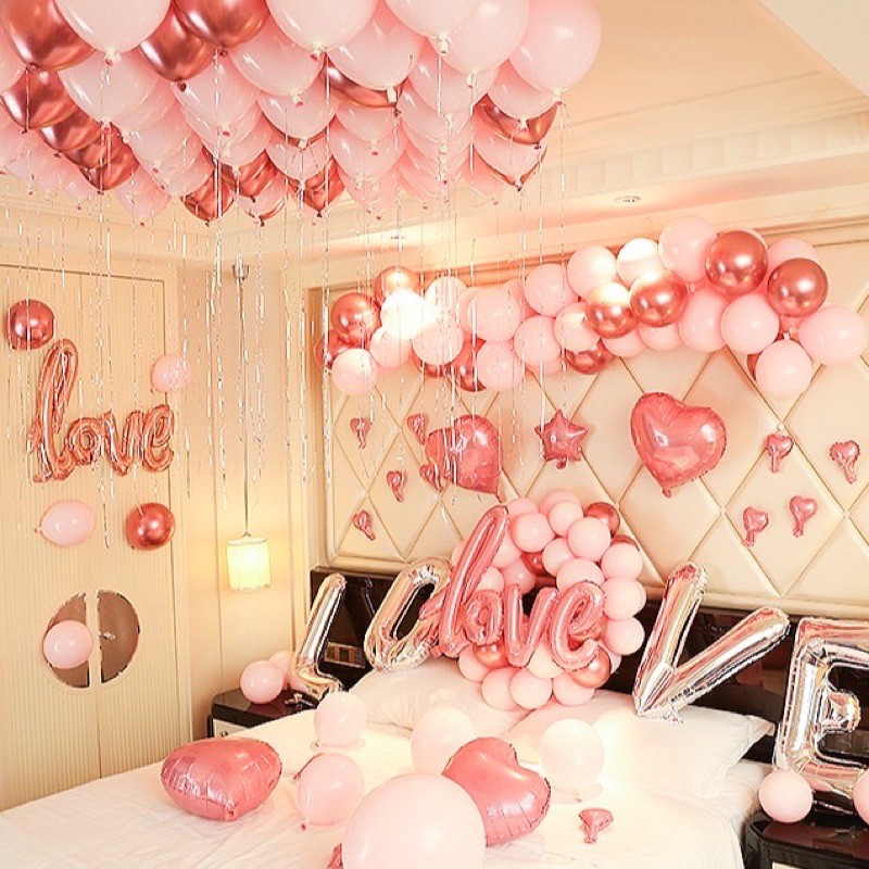 Set bóng cứới happy wedding ( đầy đủ như hình)