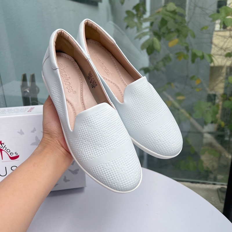 Giày slip on nữ mũi tròn dập hoa VNXK, Giày lười đế bằng êm chân hàng Xuất Xịn dễ phối đồ nữ trẻ trung, năng động