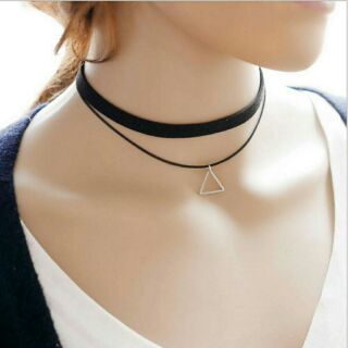 Vòng cổ Choker 2 tầng mặt tam giác