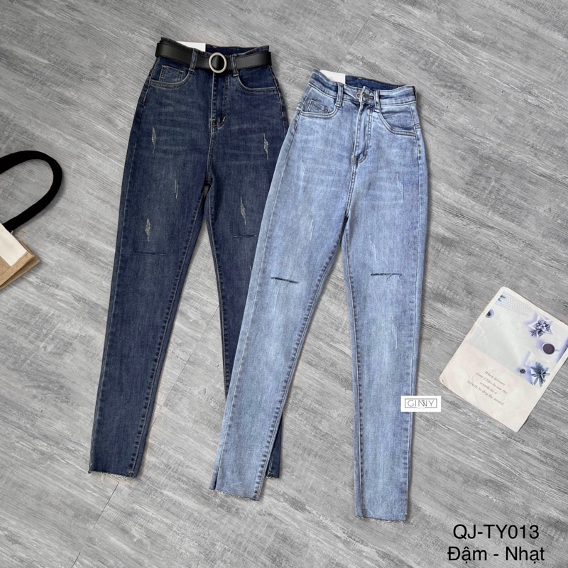 Quần jean co giãn skinny rách xước TY-013 | GinHouse Shop