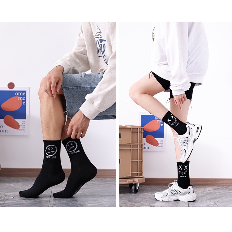 Vớ Cao Cổ Họa Tiết Miệng Cười XX - Tất Cao Cổ HipHop