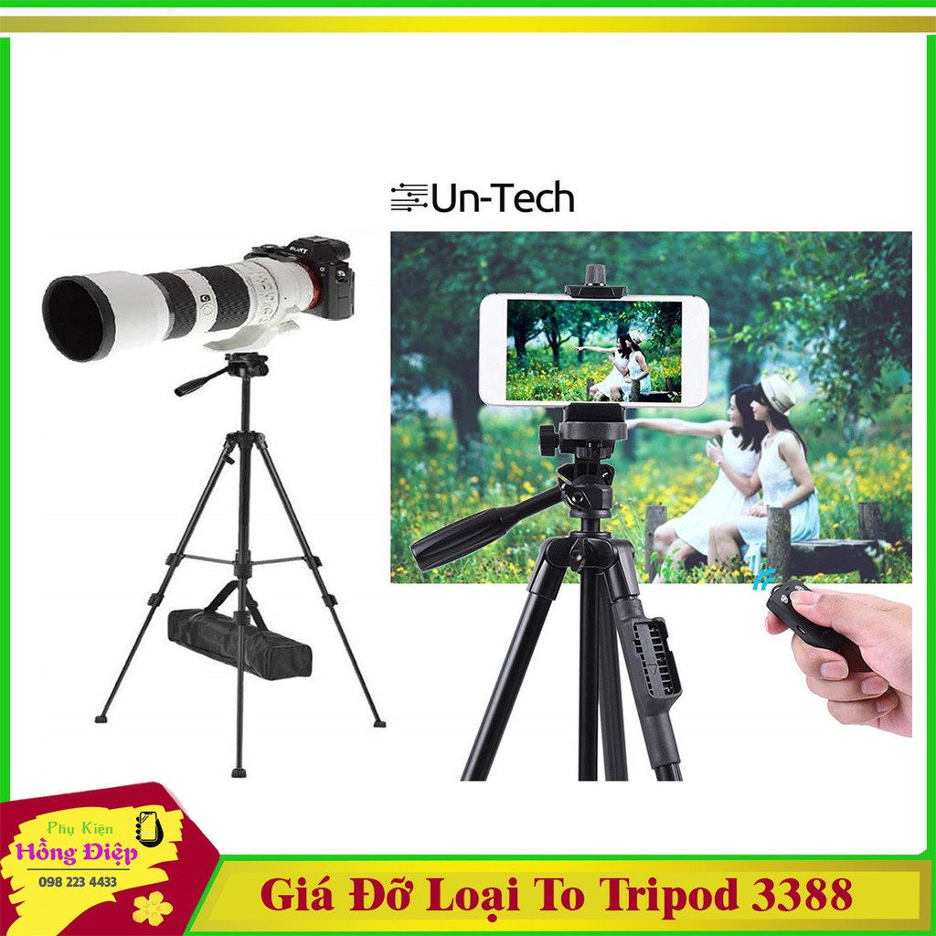 Giá Đỡ Điện Thoại - Máy Ảnh Loại To Tripod 3388 Có Remote Bluetooth