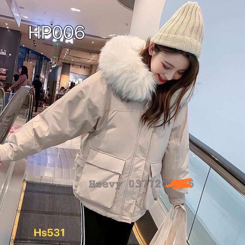 Áo khoác nữ dày phao gió kaki ấm có mũ lông hàng quốc bền giá rẻ g054 | BigBuy360 - bigbuy360.vn