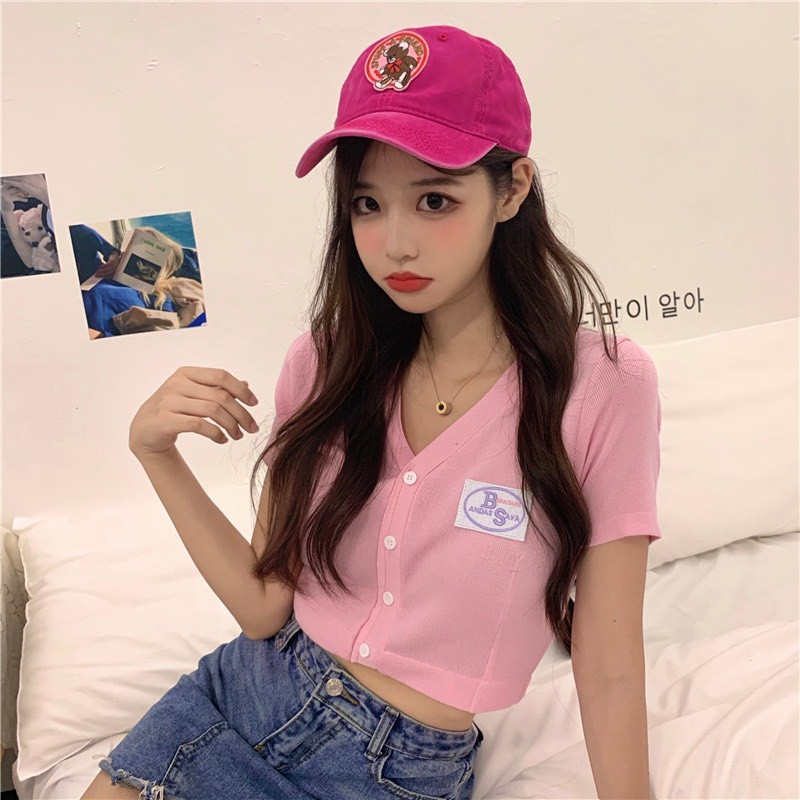 Áo Croptop Unisex Cổ Tim Có Cúc Cài Cực Xinh 387 | BigBuy360 - bigbuy360.vn