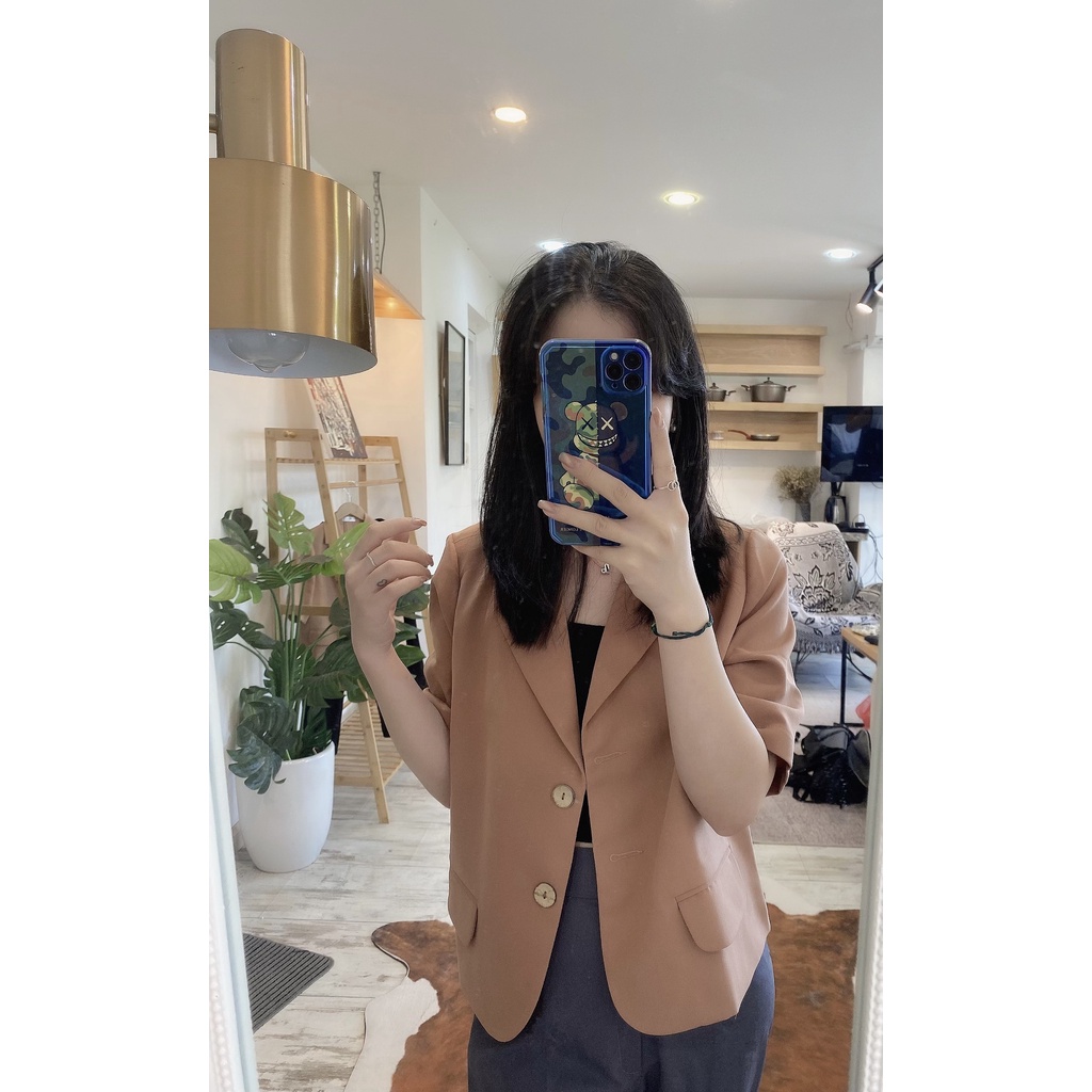 Áo Blazer dáng lửng cộc tay màu Nâu tây NT001