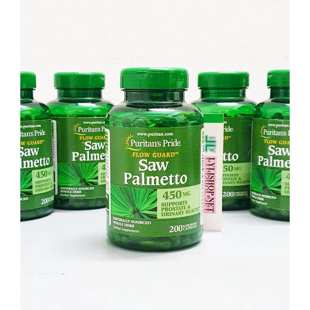 Saw Palmetto 450mg chai 200 viên hãng Puritan’s Pride từ Mỹ. Chống Phì Đại Tuyến Tiền Liệt