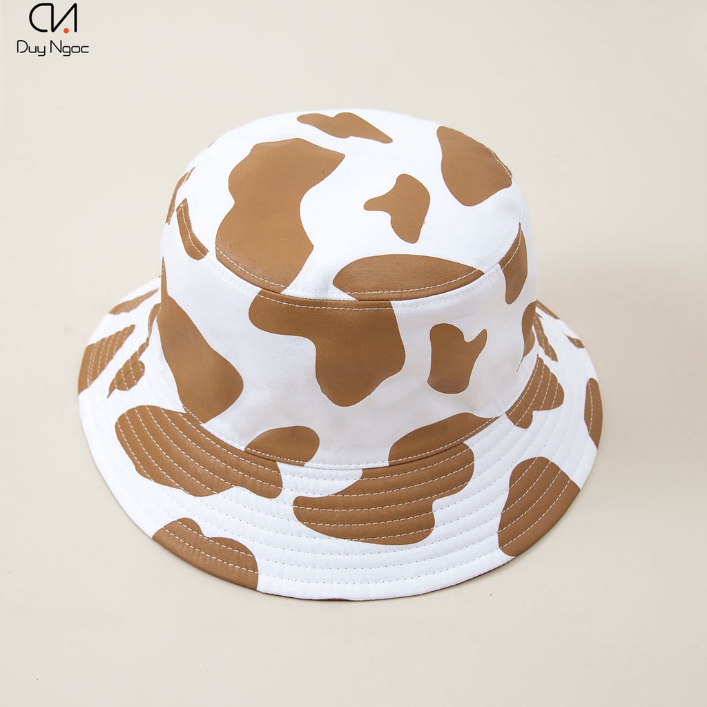 Nón Bucket In Bò Sữa DUY NGỌC Cao Cấp, chất liệu cotton in nhiệt chống nắng,  đội 2 mặt - UNISEX