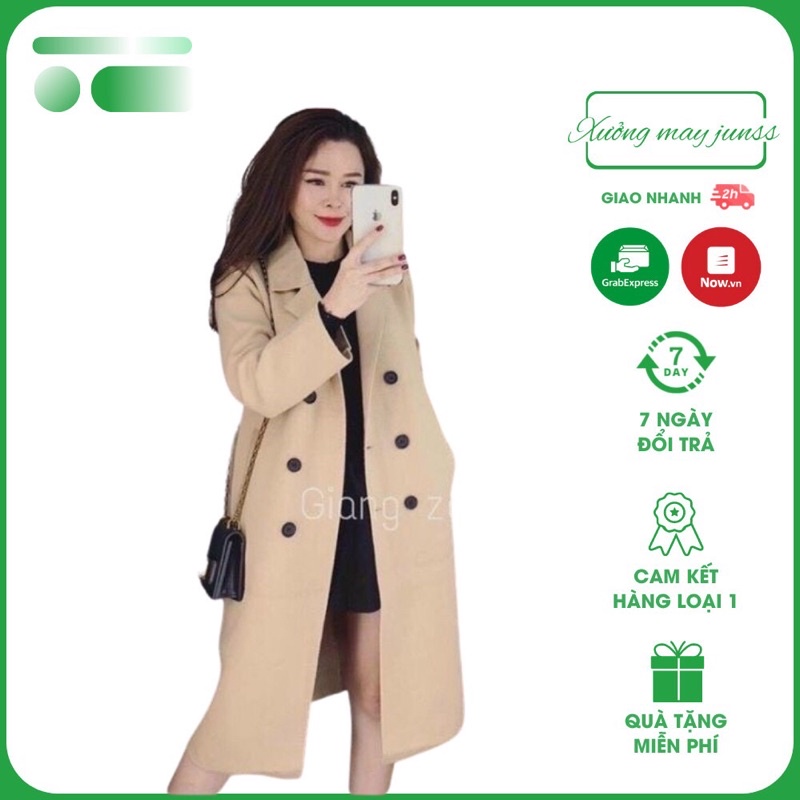 Áo Dạ  phong cách hàn quốc sang chảnh, mặc tôn dáng và sang trọng, sẵn 2 màu kem vs nâu
