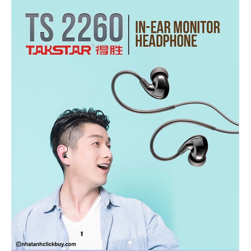 Tai nghe kiểm âm TAKSTAR TS-2260, BẢO HÀNH 12 THÁNG - Tai nghe nhét tai TS-2260 dây dài 1.5m