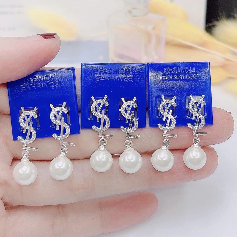 Bông tai YSL bạc ta - Bông tai mữ bạc ta - Vàng Bạc Khải Khải