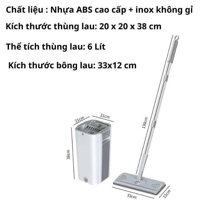 Cây Lau Nhà Chổi Lau Nhà Tự Vắt Thông Minh 360 Độ Đa Năng Tặng Kèm 2 Bông Lau