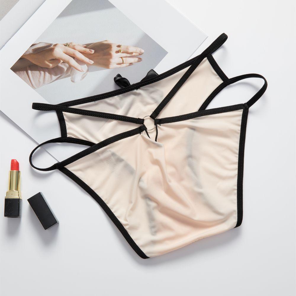 OCEANMAP Quần Lót Cotton Lưng Thấp Phối Lưới Và Nơ Gợi Cảm Cho Nữ