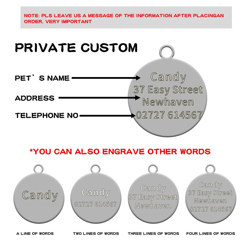 [Khắc miễn phí] Cá nhân hóa Pet Cat Dog ID Tag chống mất Mặt dây chuyền Khắc tên điện thoại Phụ kiện cổ áo