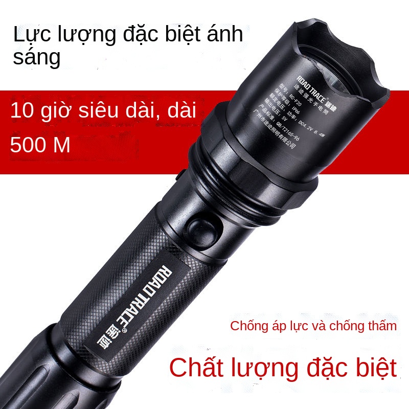 Lực lượng đặc biệt Đèn pin Ánh sáng mạnh có thể sạc lại Long Shot 5000 Siêu Không thấm nước Ngoài trời Nhà tự vệ LED Xen