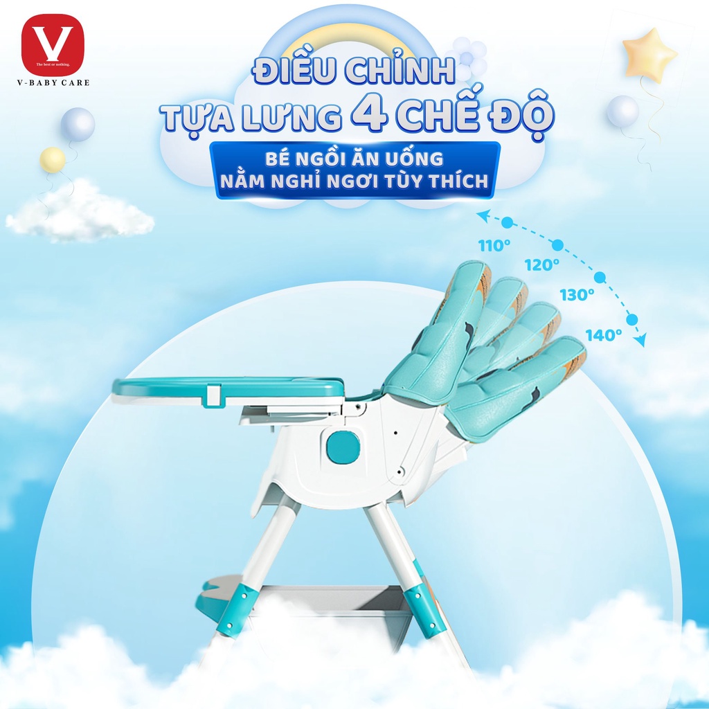 Ghế ăn dặm Cao cấp V-Baby 909 & Ghế ăn dặm 3in1 Hanbei