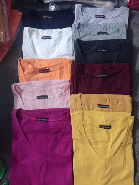 Áo thun trơn cổ tim form body (nhiều màu)