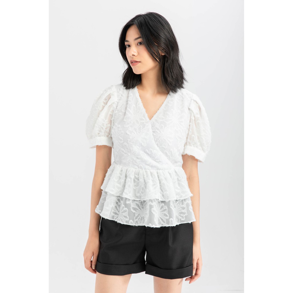 [NHẬP WABRTL5 GIẢM 10% TỐI ĐA 50K ĐH 250K ]Áo Peplum hoa nổi nữ IVY moda MS 16M6415