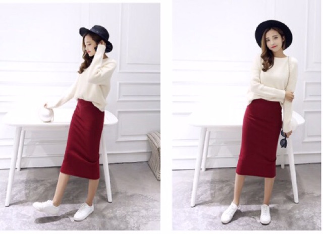 [Sale sốc]Chân váy len tăm xẻ(hàng sẵn - có ảnh thật cuối cùng) | BigBuy360 - bigbuy360.vn