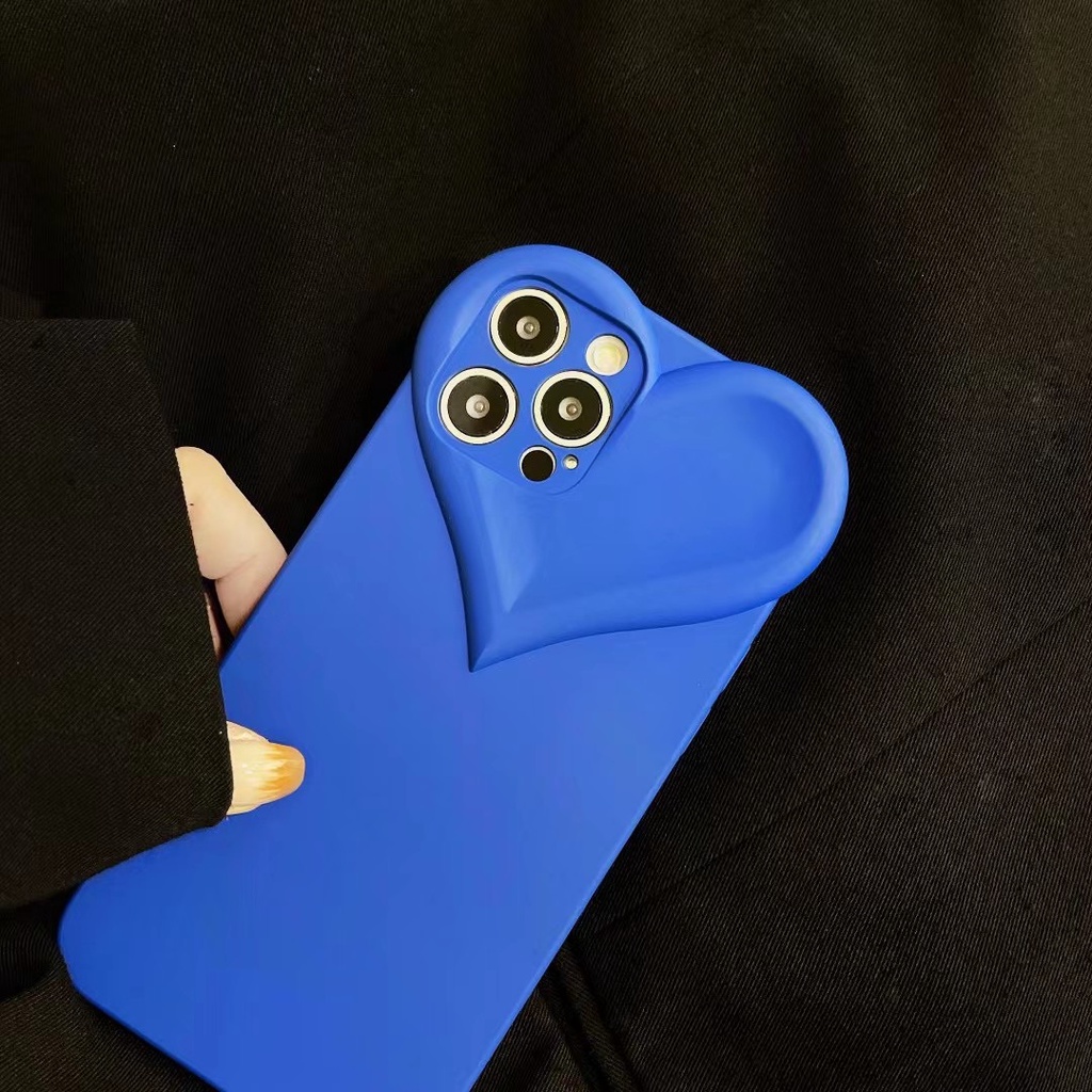 Ốp điện thoại TPU mềm hình trái tim màu xanh dương cho iPhone X XS XR XS MAX 7 Plus 8 Plus 11 11 Pro 11 Pro Max 12 13 Pro 12 Pro Max