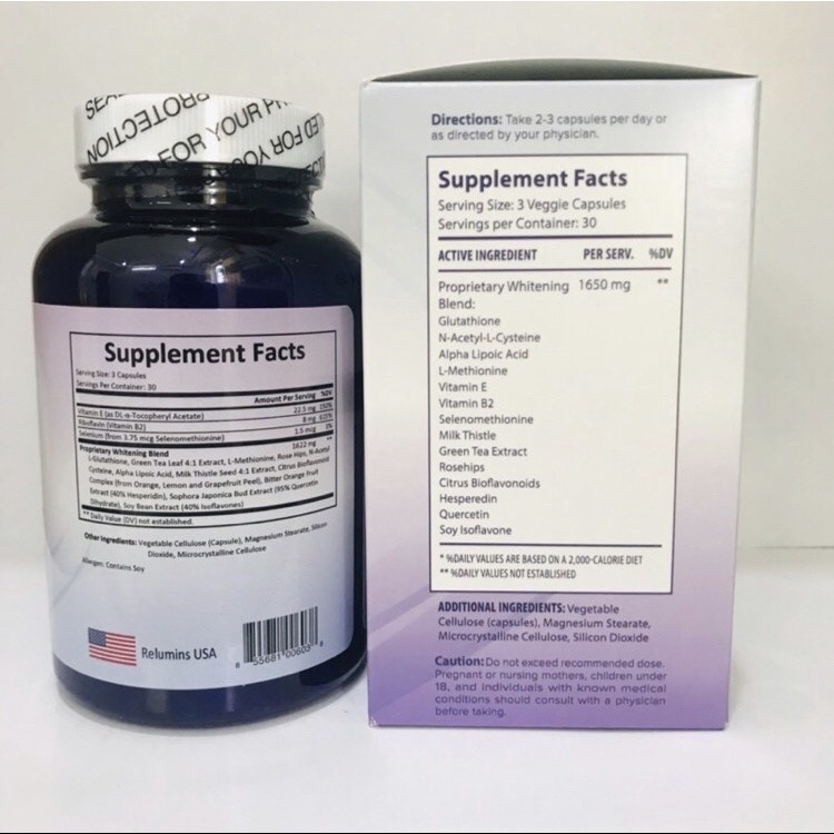 Viên Uống Siêu Trắng Da Relumins Advance White 1650mg Của Mỹ 90 Viên.